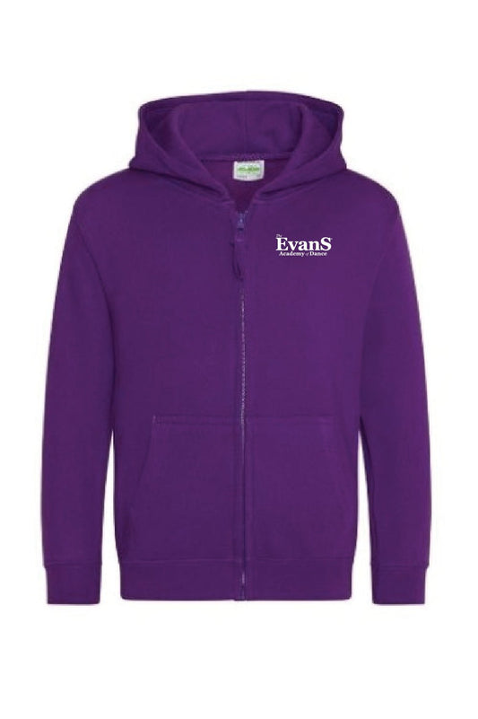 Evans unisex kids purple zoodie personalised - Uniformwise Schoolwear