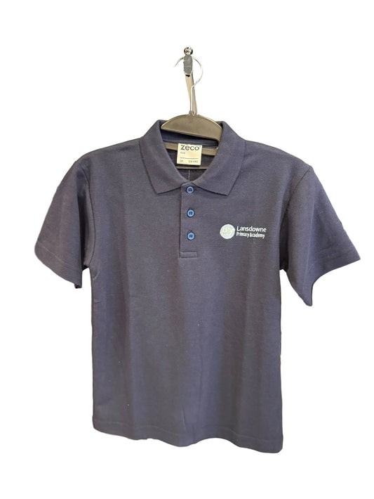 Lansdowne Primary Academy Navy PE Polo with logo - Uniformwise Schoolwear