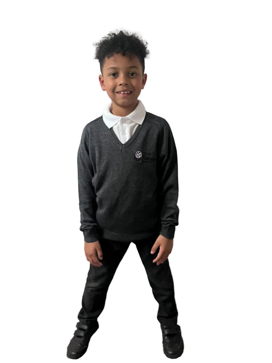 Tilbury Pioneer Academy Knitted V - Neck Jumper With Logo - Uniformwise Schoolwear