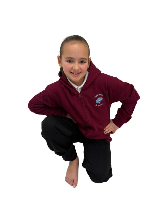 Woodside Academy Unisex Burgandy Zoodie with Logo - Uniformwise Schoolwear