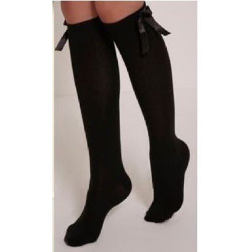 Knee High Bow Socks - Black - Uniformwise Schoolwear