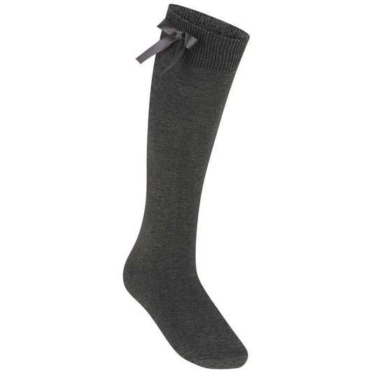 Knee High Bow Socks - Grey - Uniformwise Schoolwear
