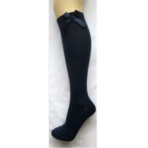 Knee High Bow Socks - Navy - Uniformwise Schoolwear